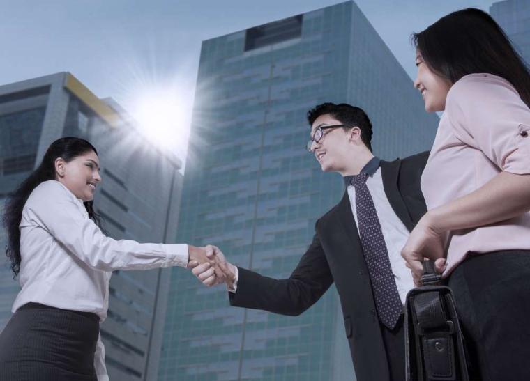 Business partners shaking hands