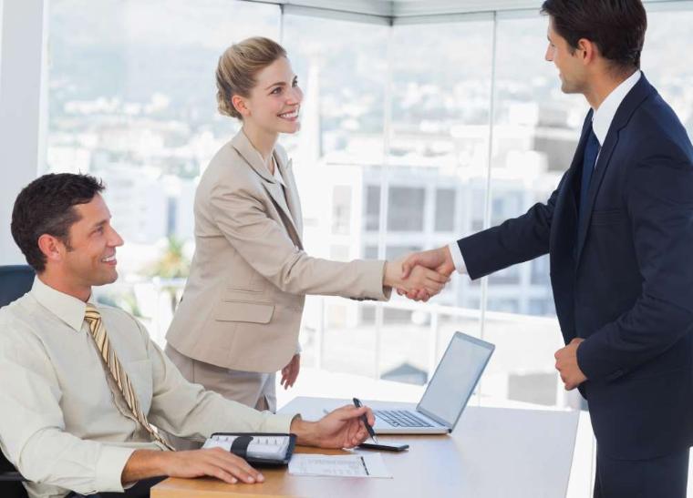 A business meeting in a bright office